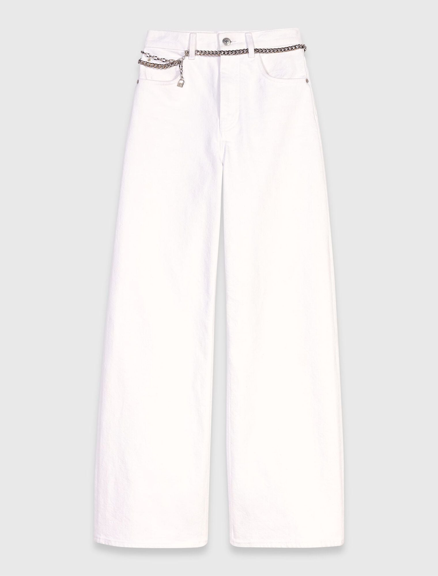 Quần jeans ống rộng kèm dây xích